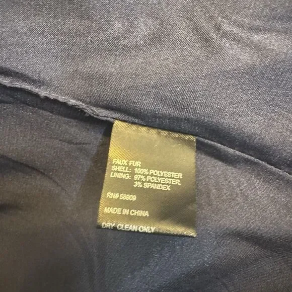 GIANNI BINI WOMEN'S Blue Faux Fur Shell Vest Women’s Small Hook Eye Closure - Picture 5 of 5